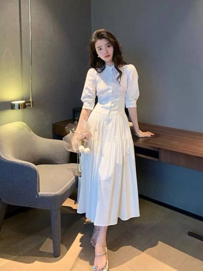 Váy Trắng Thanh Lịch Tay Lỡ Cho Nàng - VADLADY
