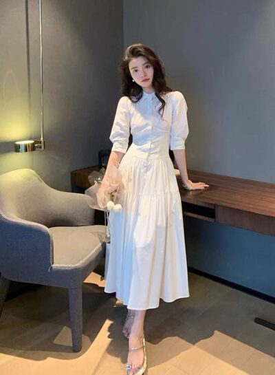 Váy Trắng Thanh Lịch Tay Lỡ Cho Nàng - VADLADY