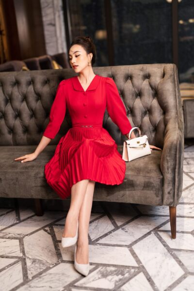 Đầm Xếp Ly Dáng Dài Công Sở Cho Nàng Diện Tết 2023 - VADLADY