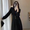 Đầm Tiệc Tone Đen Dáng Dài Thanh Lịch - VADLADY
