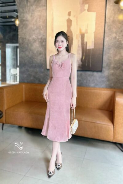 Đầm Dạ Tweed Hai Dây Ôm Đuôi Cá Mới Nhất - VADLADY