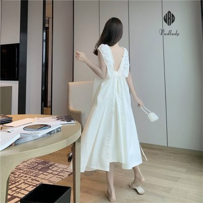 Set Đầm Váy Hở Lưng Sang Trọng Tone Trắng Yêu Kiều - VADLADY