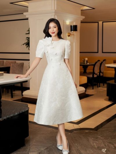 Đầm Trắng Thanh Lịch Nhẹ Nhàng Quyến Rũ - VADLADY