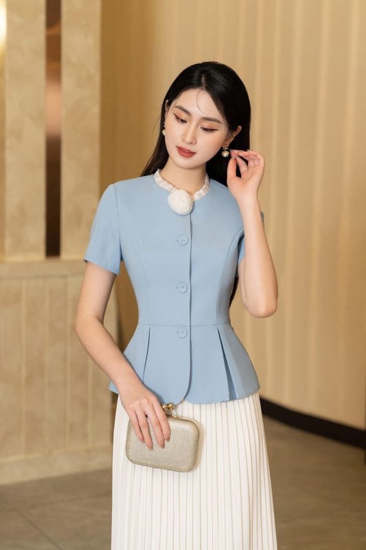 Áo Peplum Trơn Sang Trọng Tone Xanh Nhẹ Nhàng Thời Trang Nữ - VADLADY