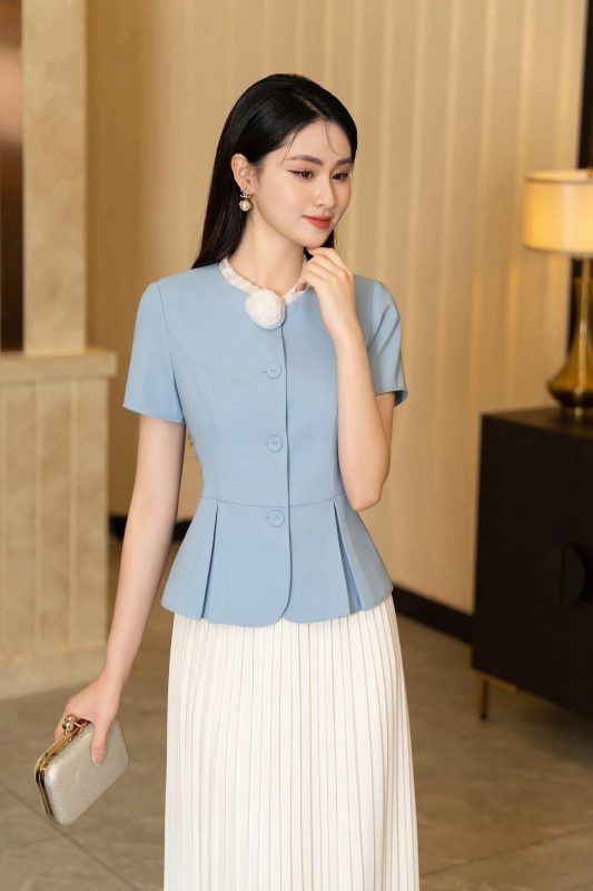 Áo Peplum Trơn Sang Trọng Tone Xanh Nhẹ Nhàng Thời Trang Nữ - VADLADY