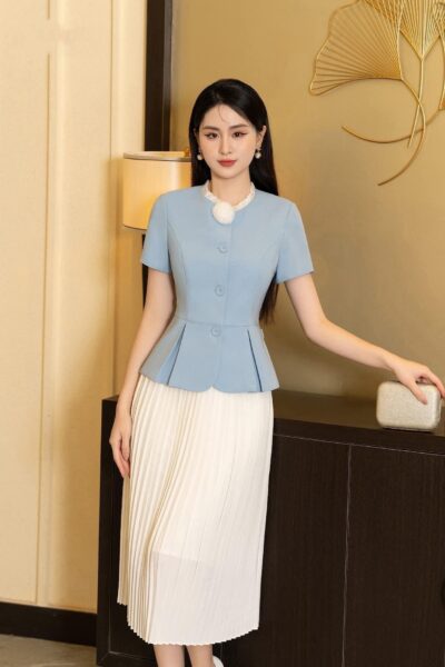 Áo Peplum Trơn Sang Trọng Tone Xanh Nhẹ Nhàng Thời Trang Nữ - VADLADY