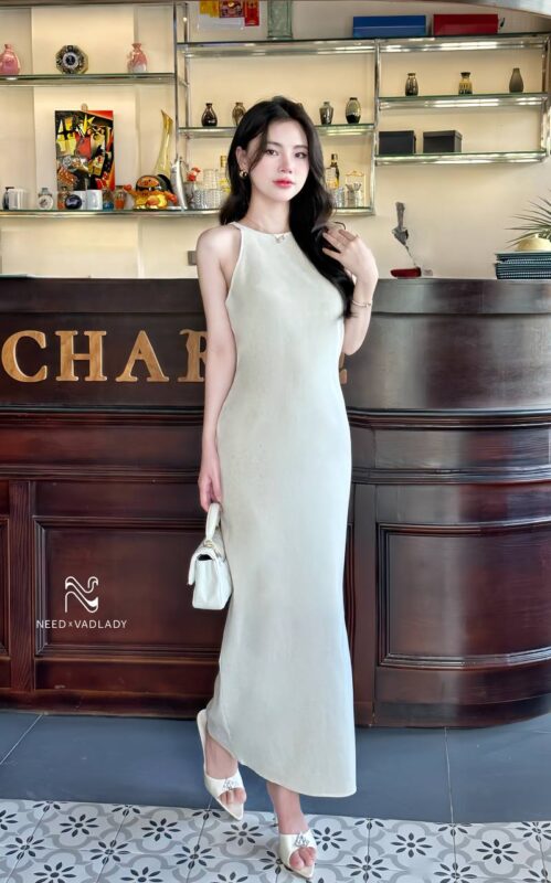 Đầm Thiết Kế Linen Trơn Ôm Eo Đơn Giản Nhẹ Nhàng - VADLADY