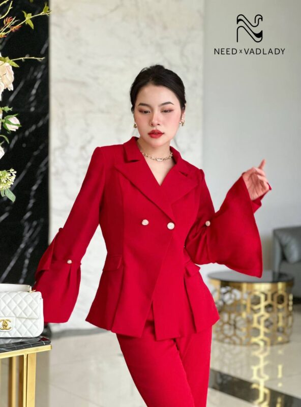 Set Vest Tone Đỏ Loe Sang Trọng Dành Cho Quý Cô - VADLADY