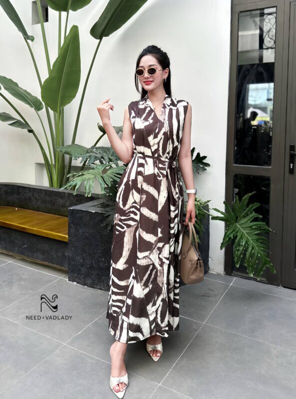 Đầm/Váy Chiffon Hai Lớp In Màu Dáng A Trang Trọng - VADLADY