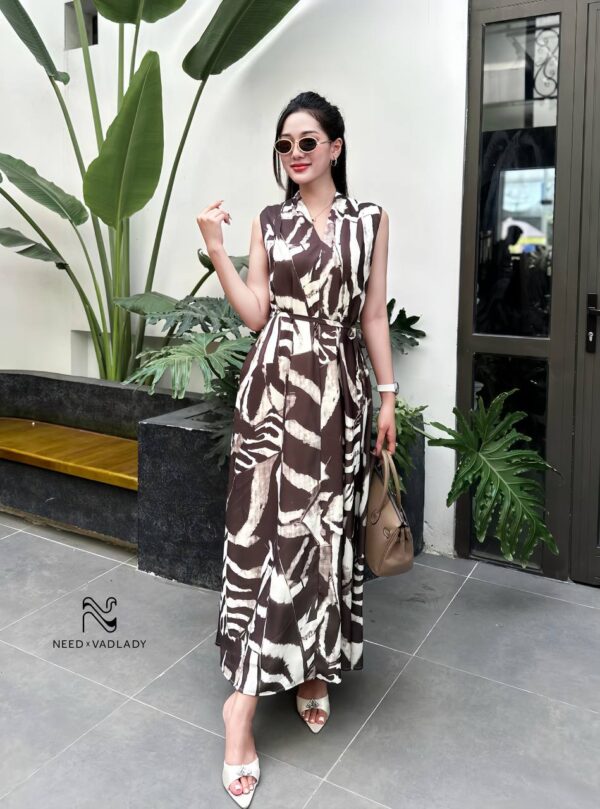 Đầm/Váy Chiffon Hai Lớp In Màu Dáng A Trang Trọng - VADLADY