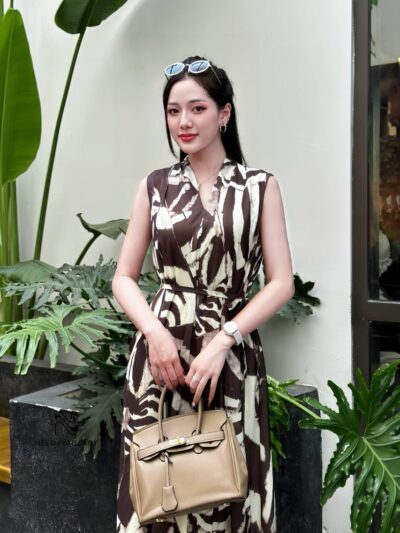 Đầm/Váy Chiffon Hai Lớp In Màu Dáng A Trang Trọng - VADLADY