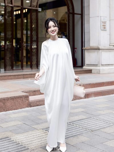 Đầm/Váy Lụa Trắng Thiết Kế Dáng Dài Thời Trang - VADLADY