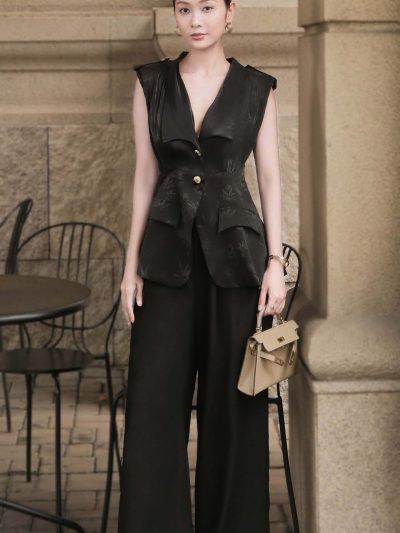 Bộ/Set Vest Đen Nữ Cao Cấp Dáng Suông Sang Trọng - VADLADY