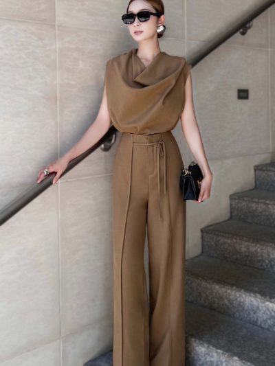 Set Đồ Công Sở Áo Cổ Đổ Quần Suông Cao Cấp - VADLADY