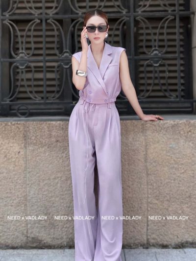 Set/Bộ Vest Gile Tím Không Tay Quần Suông Cá Tính - VADLADY