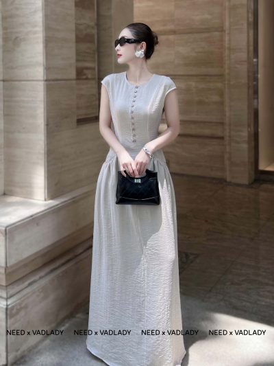 Đầm/Váy Maxi Dáng Suông Nữ Hàng Cúc Thanh Lịch - VADLADY