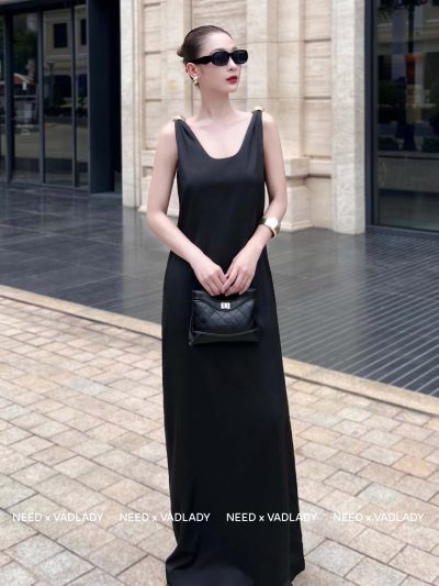 Đầm/Váy Đen Dài Dáng Suông Thời Trang Nữ Đẹp - VADLADY