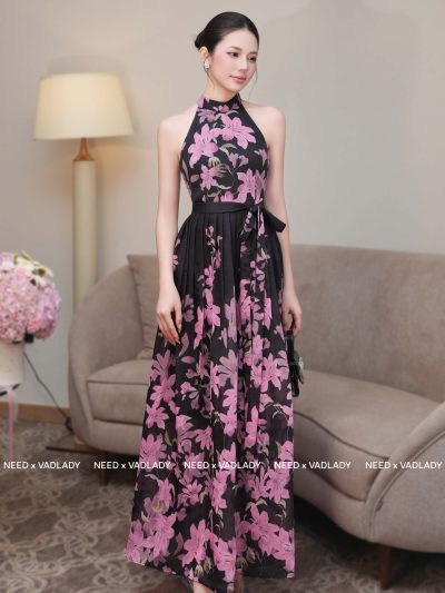 Đầm/Váy Maxi Hoa Cổ Yếm Thiết Kế Sang Trọng – VADLADY