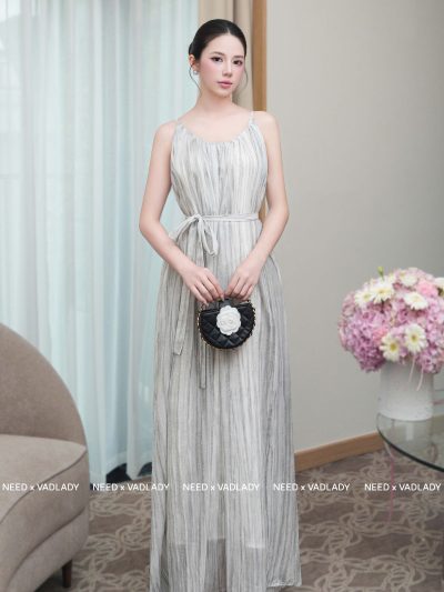Đầm/Váy Dài Hai Dây Kẻ Sọc Dáng Suông Thời Trang - VADLADY