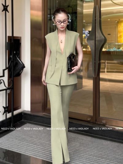 Set Vest Nữ Cách Điệu Quần Xẻ Thanh Lịch - VADLADY