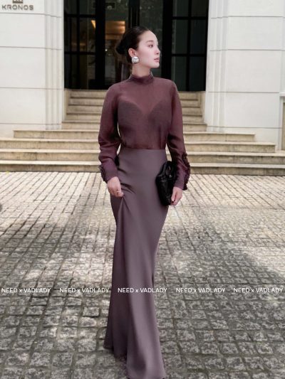 Set Đồ Nữ Dài Tay Cổ Lọ Phối Váy Ôm Thanh Lịch - VADLADY