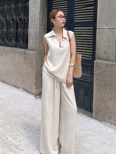 Set Đồ Linen Nữ Dáng Suông Thanh Lịch Tối Giản - VADLADY