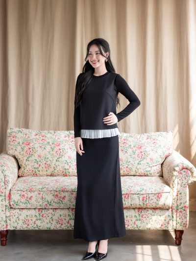 Set Áo Dài Tay Phối Lưới Xếp Ly Thanh Lịch - VADLADY