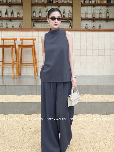 Set Công Sở Nữ Cổ Lọ Xám Than Sang Trọng - VADLADY