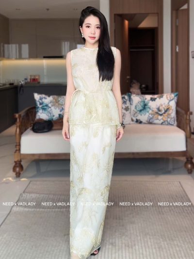 Set Đầm Trắng Thêu Hoa Ren Cao Cấp Sang Trọng - VADLADY