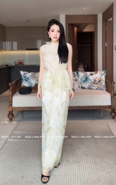Set Đầm Trắng Thêu Hoa Ren Cao Cấp Sang Trọng - VADLADY