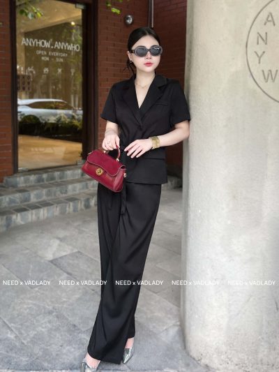 Set Bộ Vest Nữ Công Sở Tay Ngắn Quần Ống Rộng - VADLADY