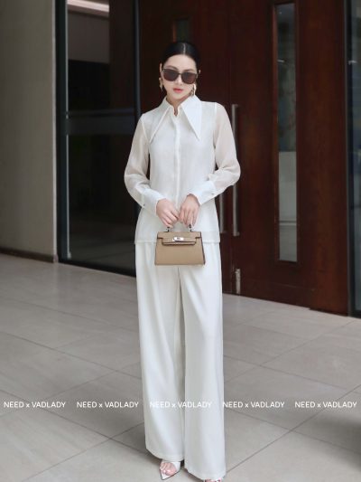 Set Công Sở Áo Sơ Mi Quần Ống Rộng Thanh Lịch - VADLADY